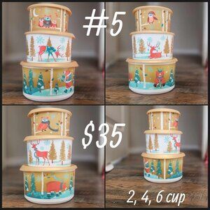 Tupperware Snowfall Sweeties Christmas Holiday Stacking Canisters Set Of 3